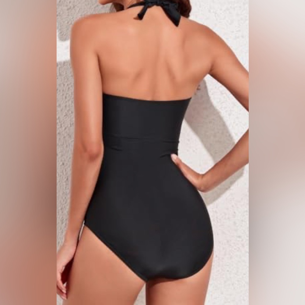 Smismivo Women’s Halter One-Piece Swimsuit – Black – Size M – New With Tags - Picture 2 of 10